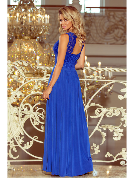 numoco LEA hosszú ruha csipke nyakkivágással - kék