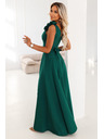 numoco Elegáns maxi estélyi ruha hasítékkal és rózsákkal - palackzöld