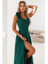 numoco Elegáns maxi estélyi ruha hasítékkal és rózsákkal - palackzöld