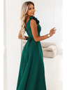 numoco Elegáns maxi estélyi ruha hasítékkal és rózsákkal - palackzöld