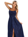 numoco Hosszú ruha finom csillogással és fűzős hátrésszel - sötétkék csillogással