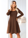 numoco IVANA kényelmes trapéz ruha dekoltázzsal és hosszú ujjal - csokoládébarna