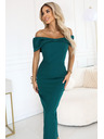 numoco Érzéki midi ruha masnis dekoltázzsal - palackzöld