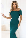 numoco Érzéki midi ruha masnis dekoltázzsal - palackzöld