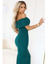 numoco Érzéki midi ruha masnis dekoltázzsal - palackzöld
