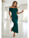 numoco Érzéki midi ruha masnis dekoltázzsal - palackzöld