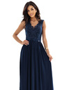 numoco LEA Hosszú elegáns maxiruha csipke felsőrésszel és lábhasítékkal - sötétkék