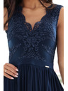 numoco LEA Hosszú elegáns maxiruha csipke felsőrésszel és lábhasítékkal - sötétkék