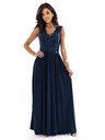 numoco LEA Hosszú elegáns maxiruha csipke felsőrésszel és lábhasítékkal - sötétkék