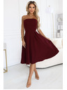 numoco VIVIENNE Fűzős bővülő midi ruha különleges alkalomra - bordó