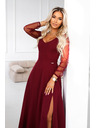 numoco LORETTA egyedi hosszú ruha tüll ujjakkal és kivágással - bordó