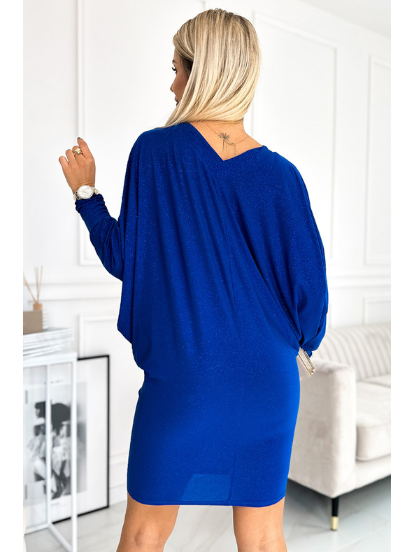 numoco Denevér ruha kivágással - kék szín csillogással