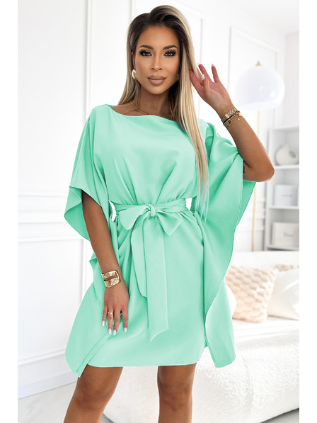 numoco SOFIA Női pillangó ruha derékövvel - menta