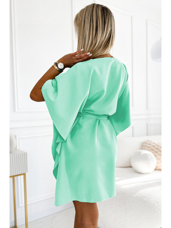 numoco SOFIA Női pillangó ruha derékövvel - menta