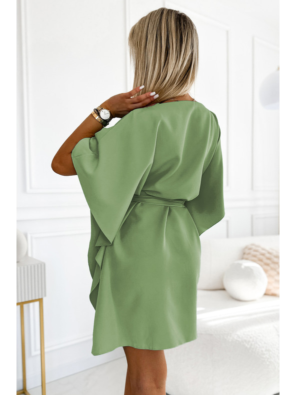 numoco SOFIA Pillangó ruha derékövvel - olíva