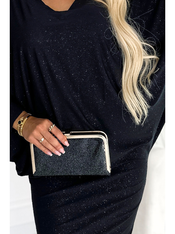 numoco Denevér ruha kivágással - Fekete csillogással