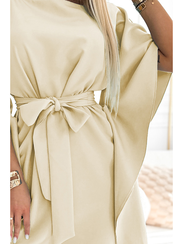 numoco SOFIA Pillangó ruha derékövvel - bézs