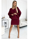 numoco Denevér ruha kivágással - bordó csillogással