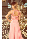 numoco LEA hosszú ruha hímzett dekoltázzsal - rózsaszín