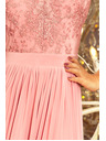 numoco LEA hosszú ruha hímzett dekoltázzsal - rózsaszín