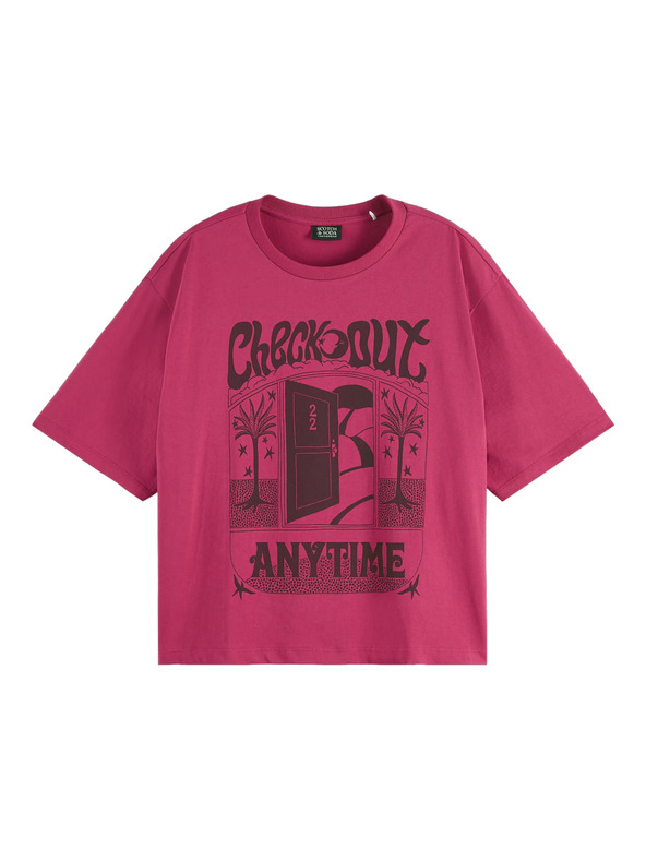 Scotch & Soda Sötét rózsaszín női póló Scotch & Soda