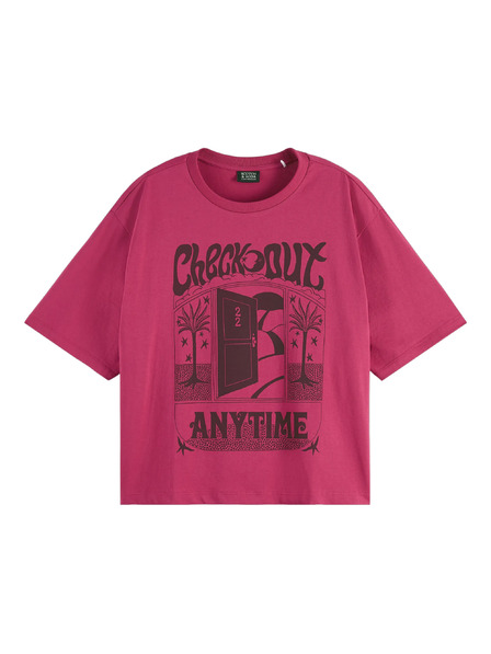 Scotch & Soda Sötét rózsaszín női póló Scotch & Soda