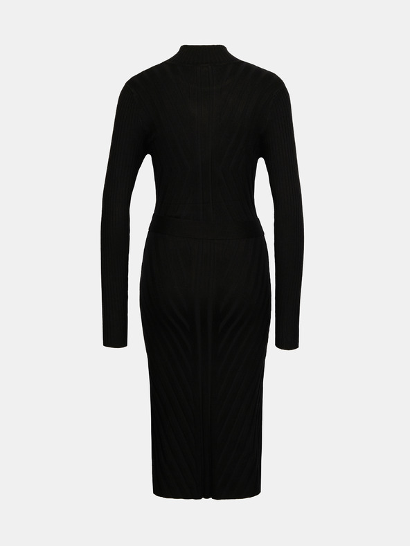 Orsay ORSAY Fekete női midi ruha övvel