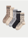 Marks & Spencer Marks & Spencer bordázott zokni magas pamuttartalommal, 5 db-os szett (6 kicsi – 7 nagy), többszínű