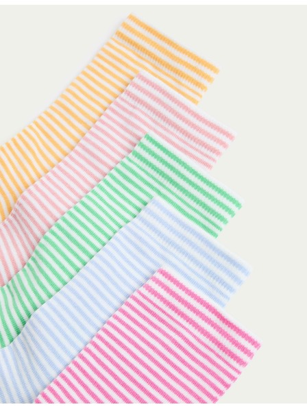 Marks & Spencer Marks & Spencer csíkos zokni magas pamuttartalommal, 5 db-os szett (6 kicsi – 7 nagy), többszínű