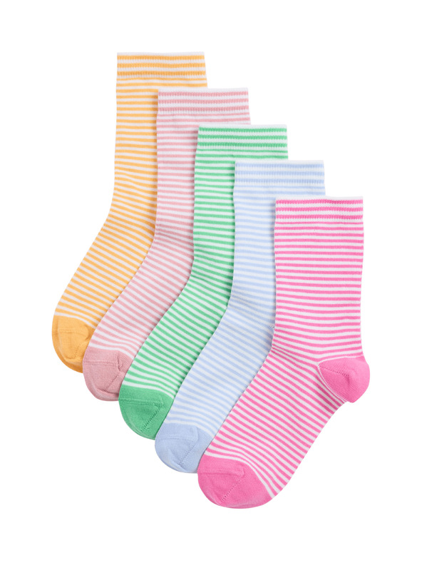 Marks & Spencer Marks & Spencer csíkos zokni magas pamuttartalommal, 5 db-os szett (6 kicsi – 7 nagy), többszínű