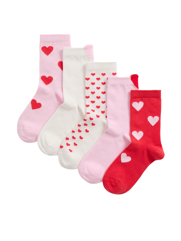 Marks & Spencer Marks & Spencer csíkos bokazokni magas pamuttartalommal, 5 db-os szett (6 kicsi – 7 nagy), rózsaszín