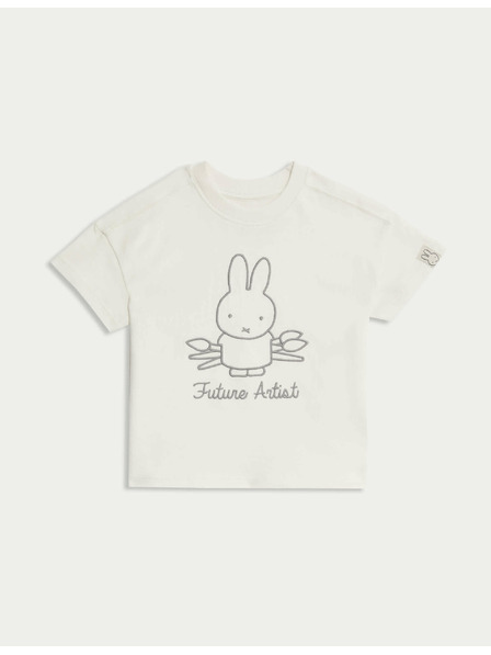 Marks & Spencer Marks & Spencer Miffy™ póló magas pamuttartalommal (1–8 éves), törtfehér
