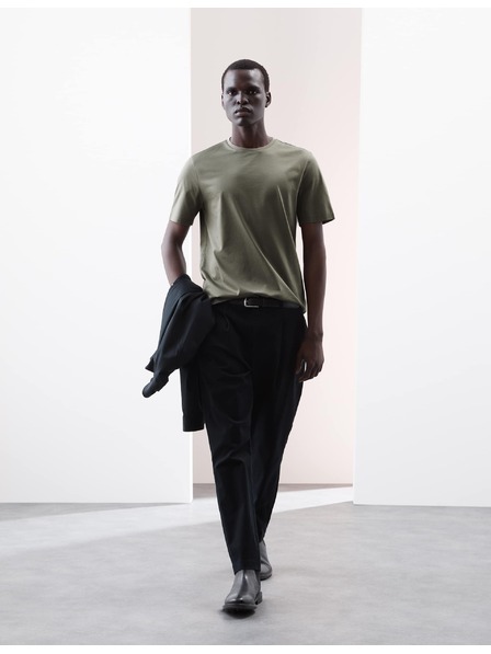 Marks & Spencer Prémium pamut póló, szűk szabás Marks & Spencer zöld