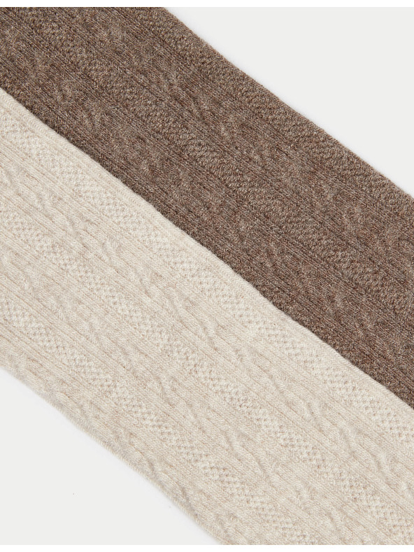 Marks & Spencer 2 db kötött harisnyanadrág fonatmintával, magas pamuttartalommal (2–14 éves) Marks & Spencer krém