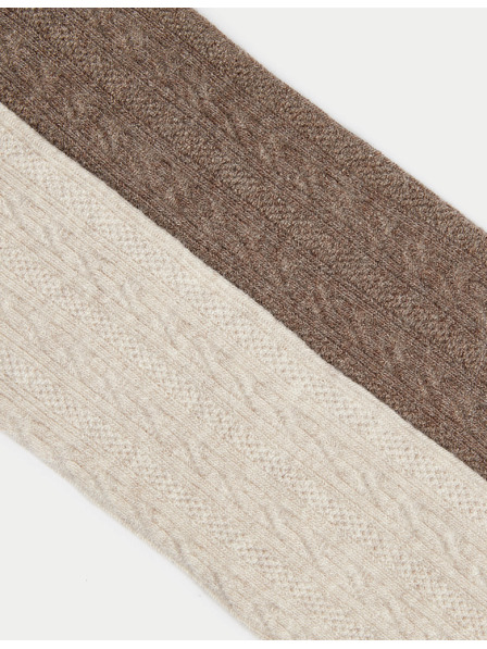 Marks & Spencer 2 db kötött harisnyanadrág fonatmintával, magas pamuttartalommal (2–14 éves) Marks & Spencer krém