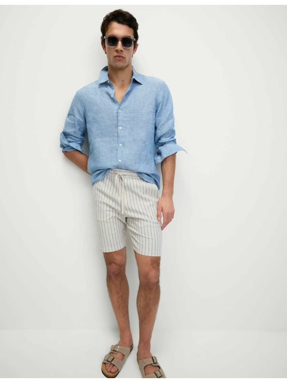 Marks & Spencer Len keverék rövidnadrág rugalmas derékkal Marks & Spencer bézs