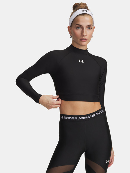 Under Armour Női póló Under Armour HeatGear Crop Mock LS-BLK