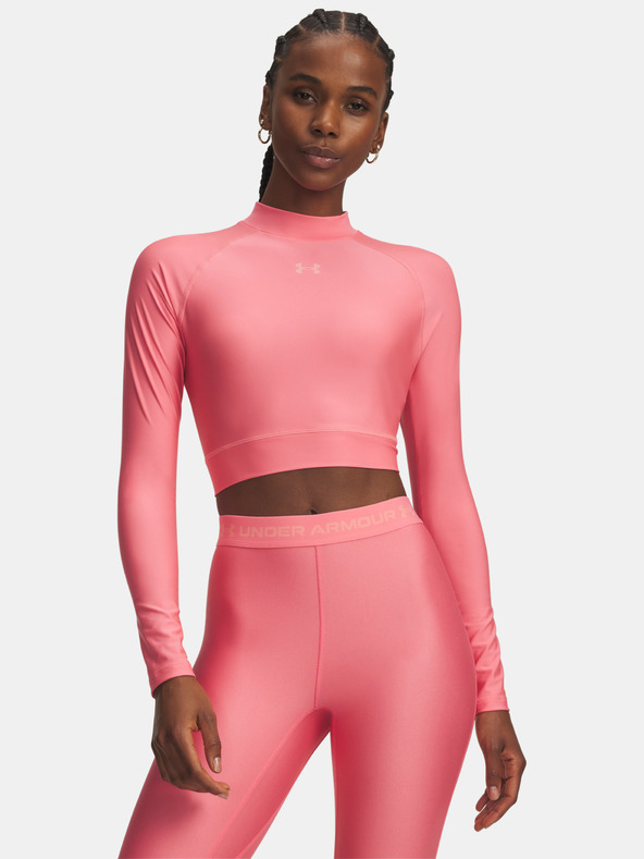 Under Armour Női póló Under Armour HeatGear Crop Mock LS-PNK