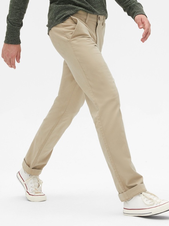 GAP Nadrág essential khaki straight fit GapFlex GAP