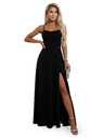 numoco Maxi ruha pántokkal, hátul fűzővel és felhasítással - fekete
