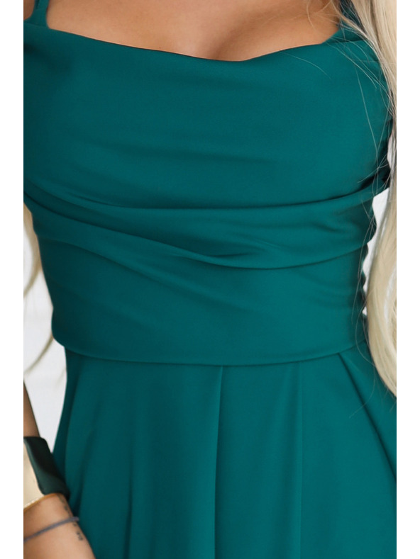 numoco Maxi ujjatlan ruha fűzős fűzéssel a hátoldalán és oldalsó hasítékkal - palackzöld