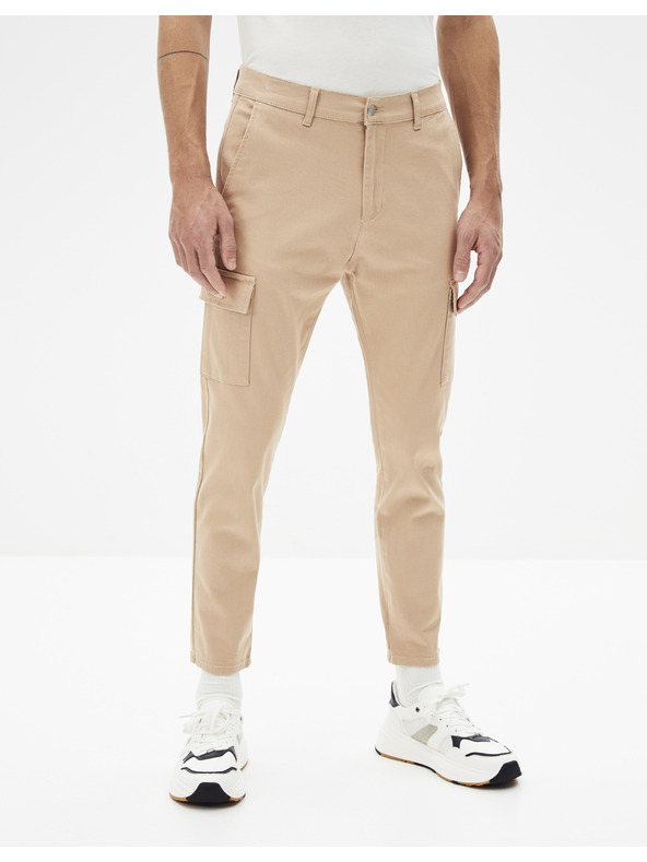 Celio Bézs színű, zsebes férfi nadrág Celio Cargo Ronar