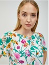 Orsay ORSAY zöld-fehér virágmintás hátulkötős blúz