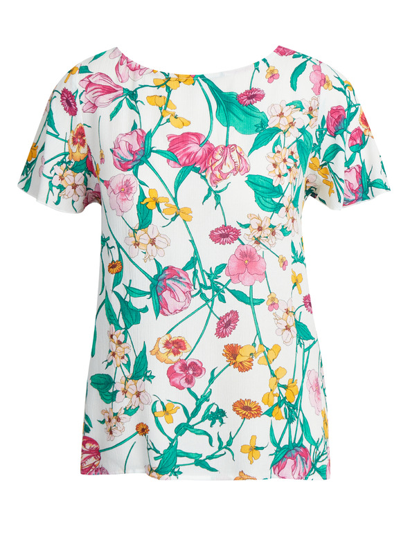 Orsay ORSAY zöld-fehér virágmintás hátulkötős blúz