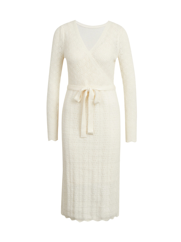 Orsay ORSAY krémszínű lyukacsos női pulóverruha megkötős övvel