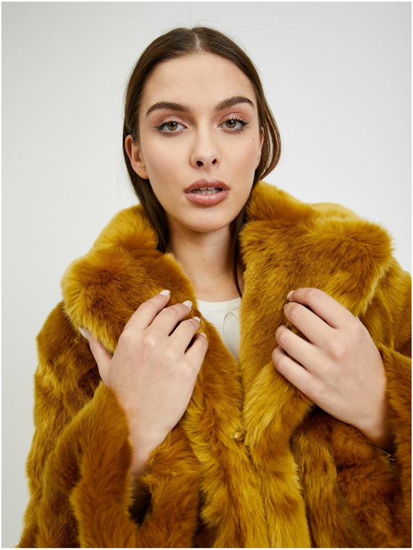 Orsay ORSAY mustárszínű női műszőrme kabát
