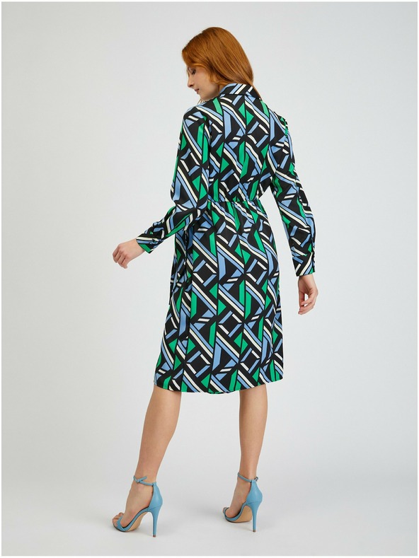 Orsay ORSAY zöld-fekete mintás átkötős női ruha