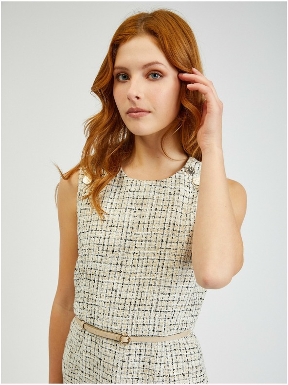 Orsay ORSAY krémszínű mintás női ruha övvel