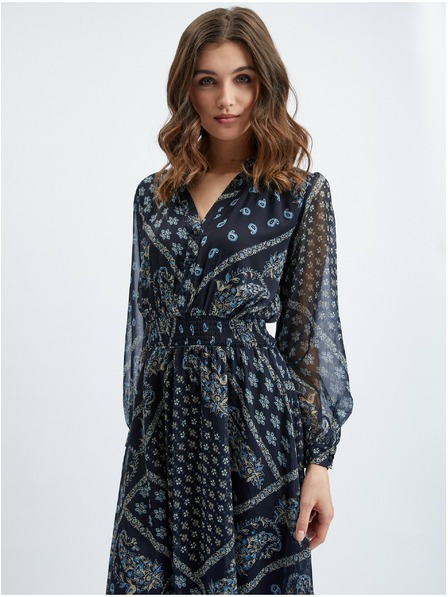 Orsay ORSAY sötétkék mintás női midiruha