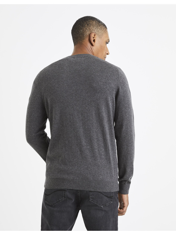 Celio Szürke férfi basic pulóver Celio